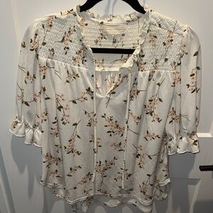 Floral Ruffle Sleeve Women's Top